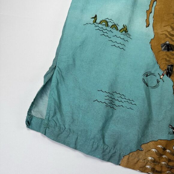 Tori Richard Shirt Mens Large Santa Seaplane Christmas Map Hawaii Aloha Vintage - Picture 9 of 13